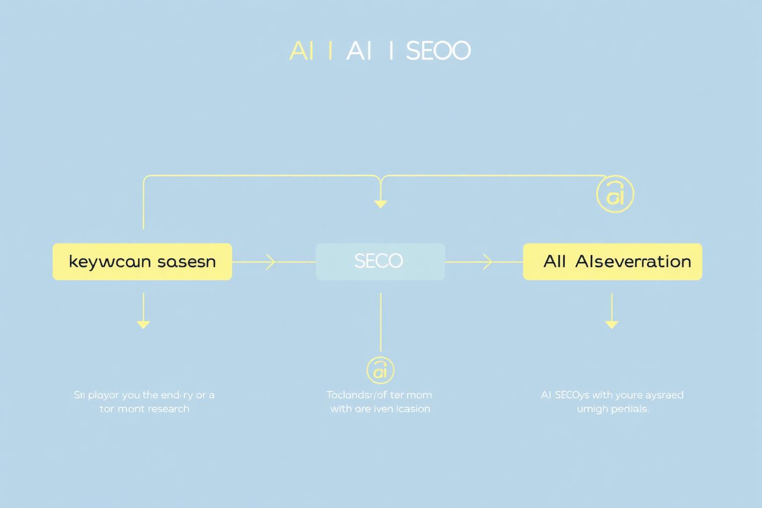 AI SEO workflow diagram: keyword research feeds content, content feeds AI answer citations tracked in RanksPro